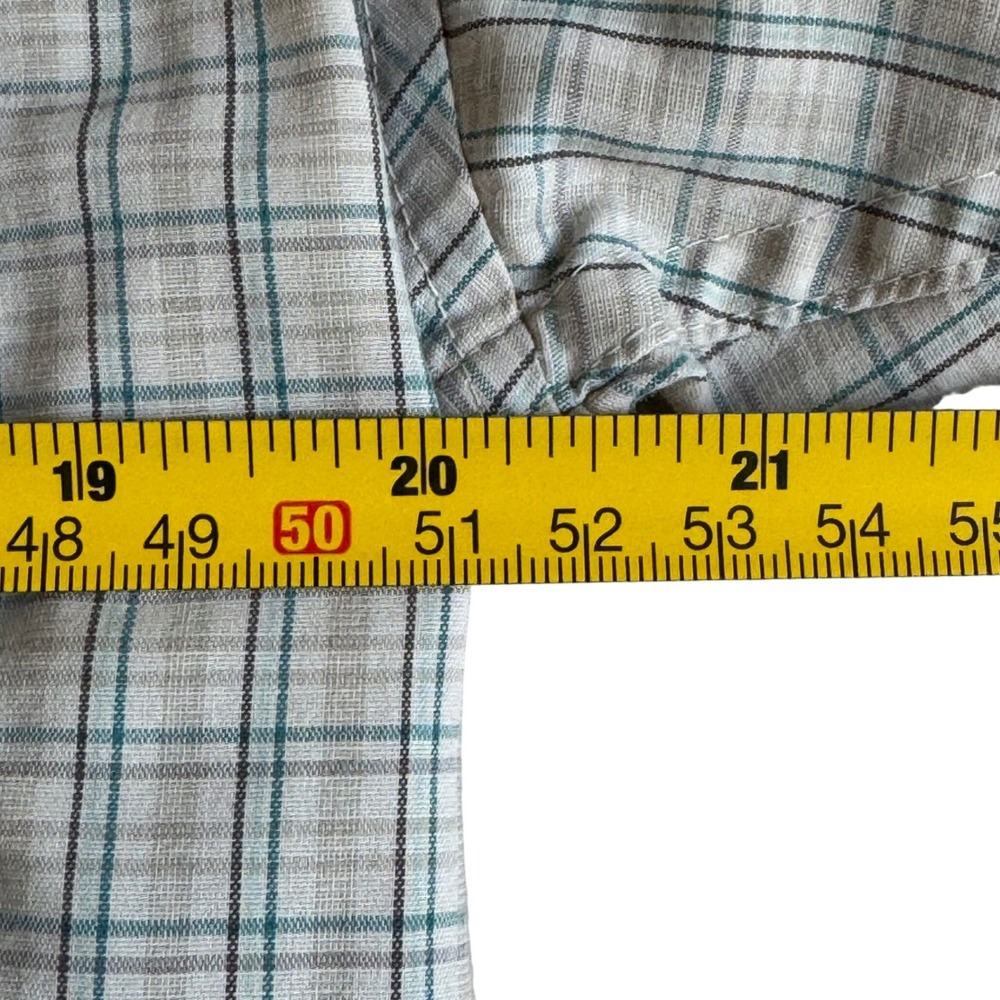 Patagonia Mens Short Sleeve Plaid Button Down Shirt Tan Green Hiking Size M - Picture 9 of 12